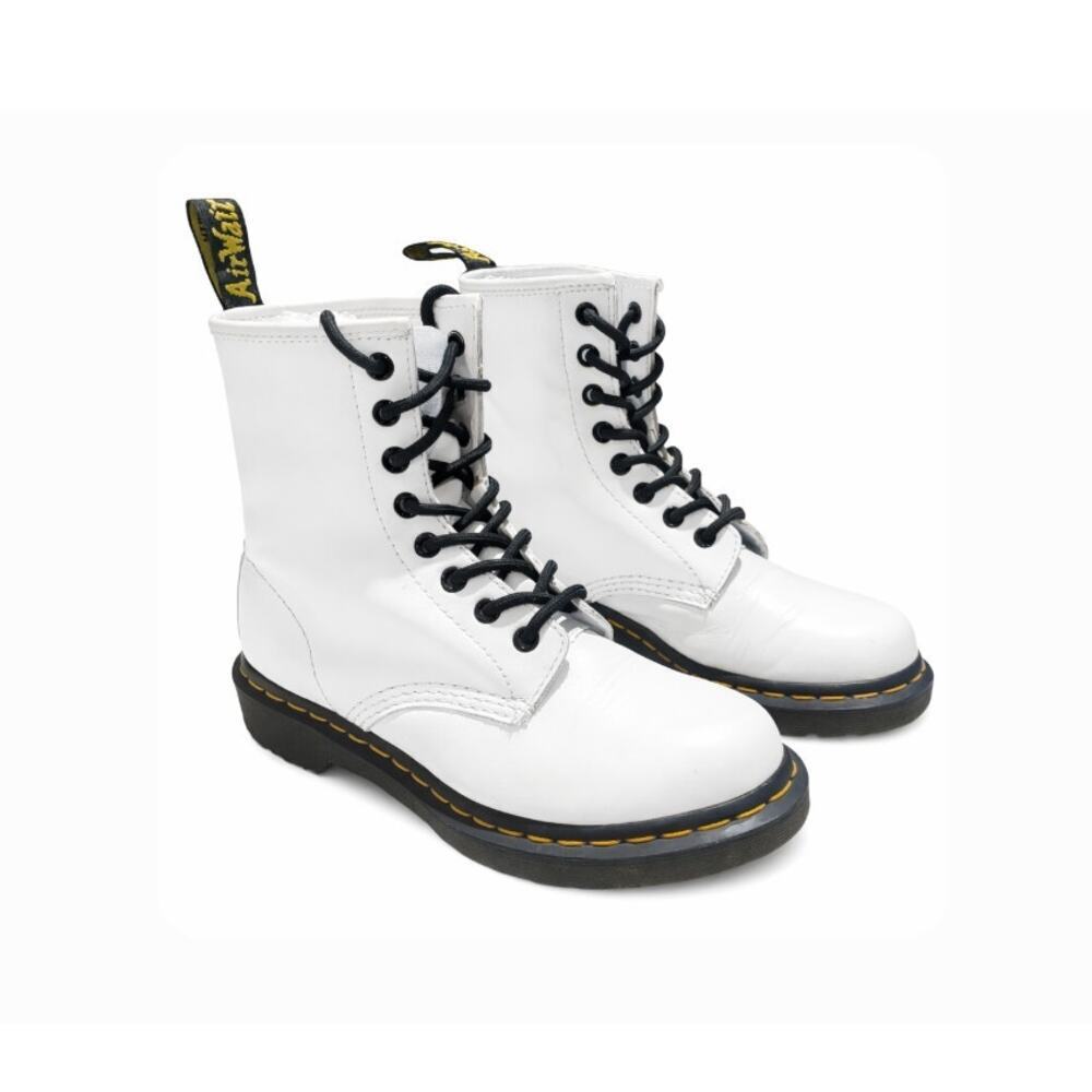Dr Martens 1460 White Smooth Leather 8 Eye Boots Womens 6 EU37 Combat Lace Up